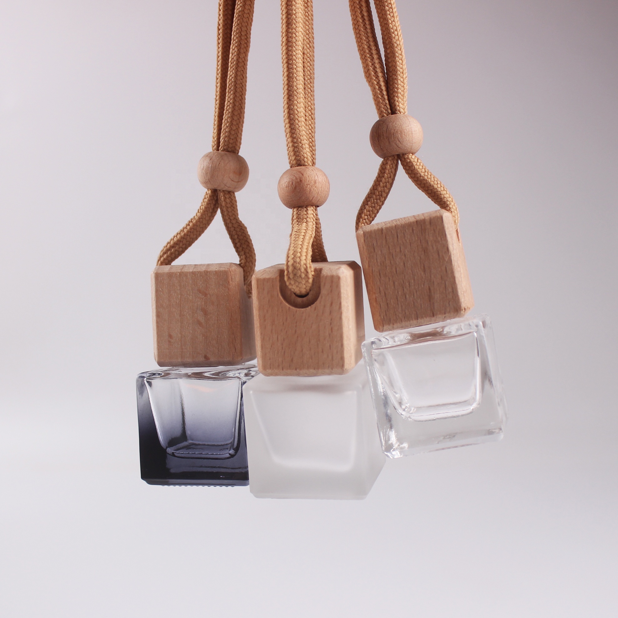 6ml refillable aroma car air freshener black frosted clear new square glass perfume car hanging bottle