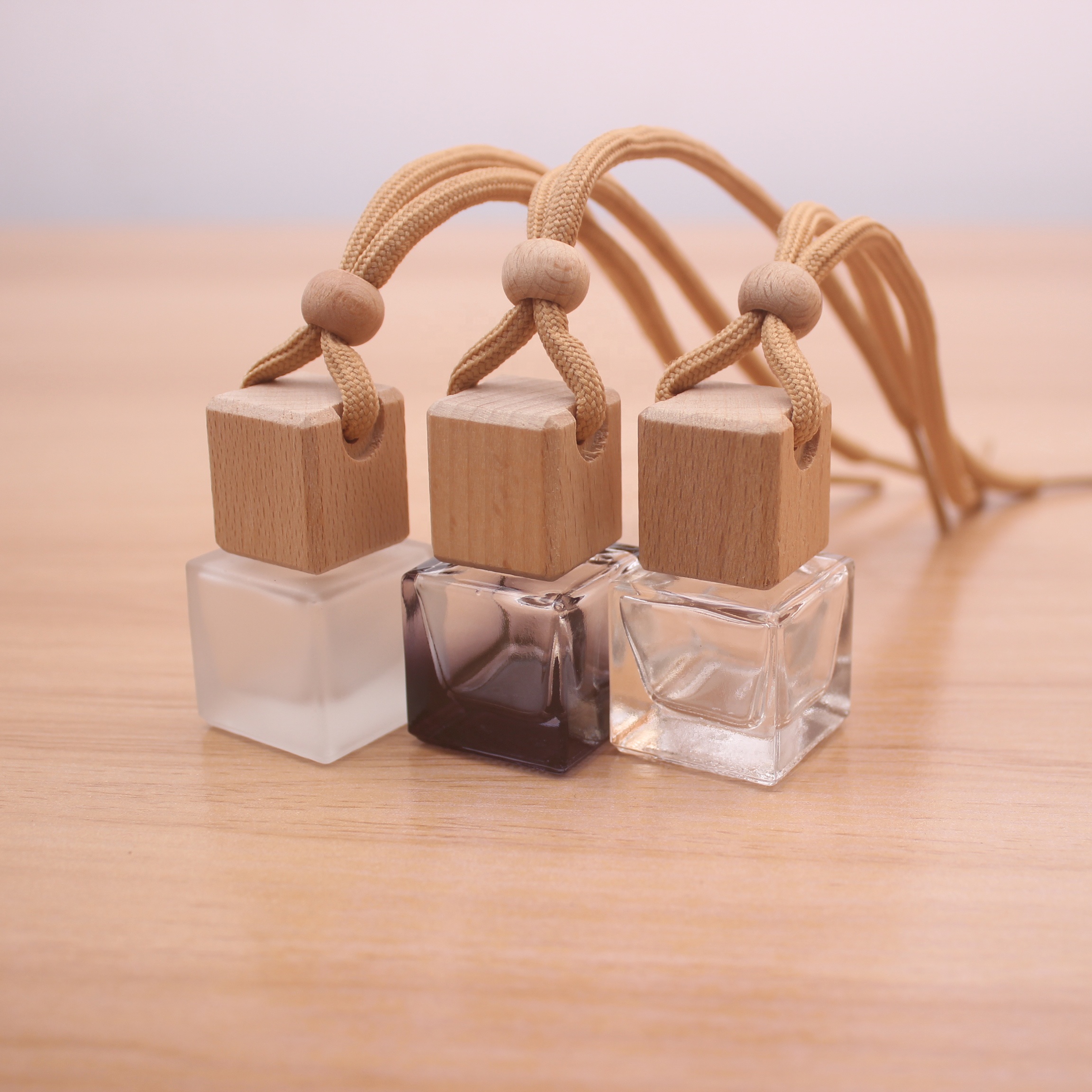 6ml refillable aroma car air freshener black frosted clear new square glass perfume car hanging bottle