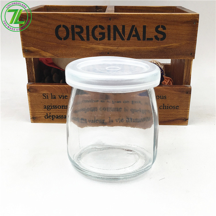 6oz 180ml Wide Mouth Glass Pudding Jar With Plastic Lid