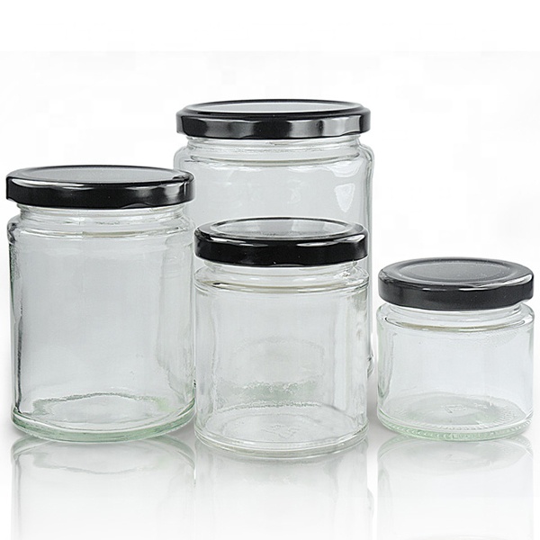 6oz 8oz 9oz Clear Straight Sided Glass Jar with Silver Gold Screw Metal Cap