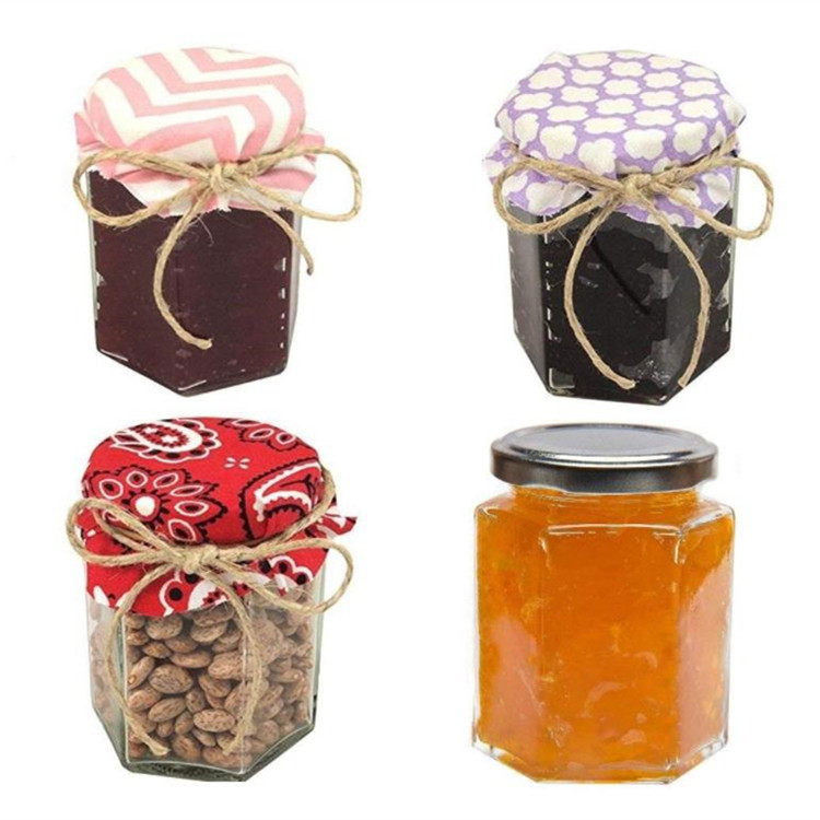 6oz Clear Glass Hexagon Jar For Salad Food Honey With Metal Lid