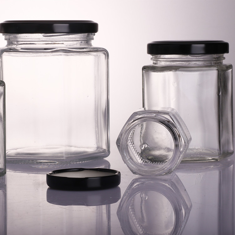 6oz Hexagon Glass Jars with Gold Lid