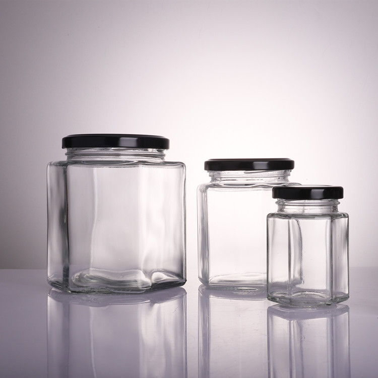 6oz Hexagon Glass Jars with Gold Lid