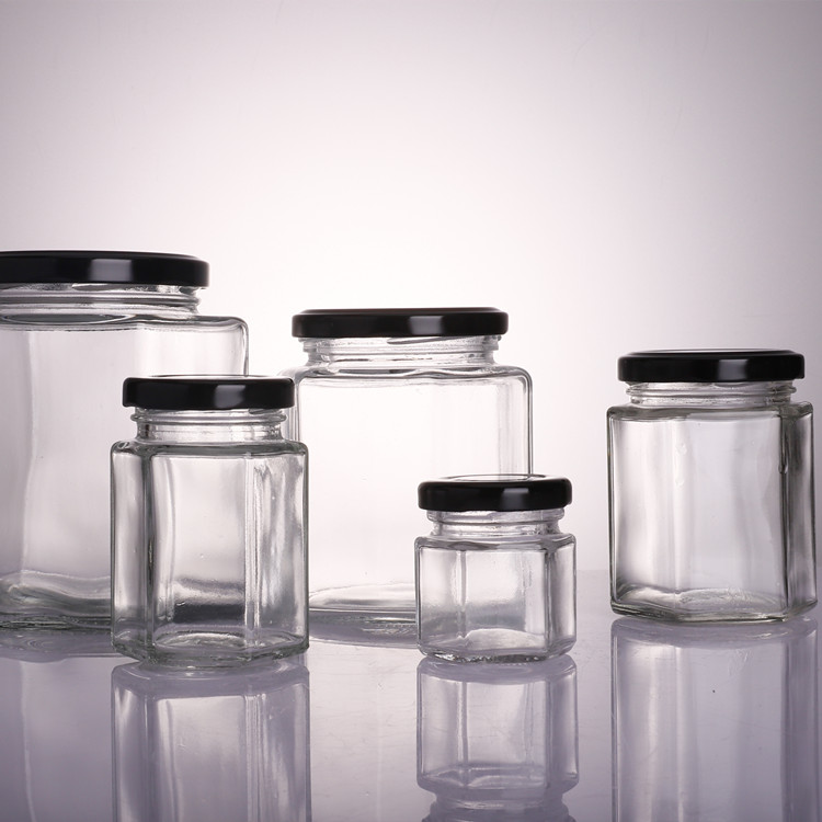 6oz Hexagon Glass Jars with Gold Lid