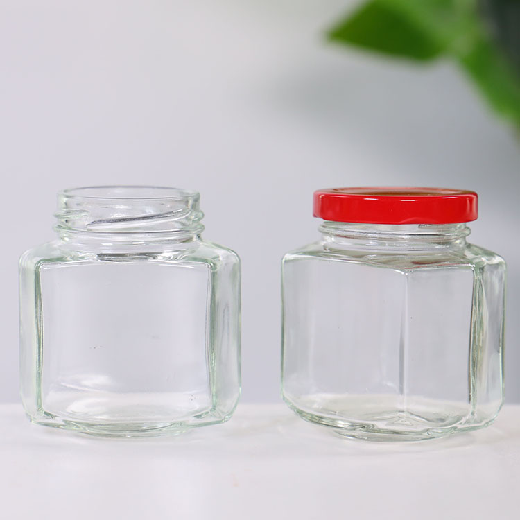 6oz Oval Hexagon Glass Food Jar with Twist Off Lid