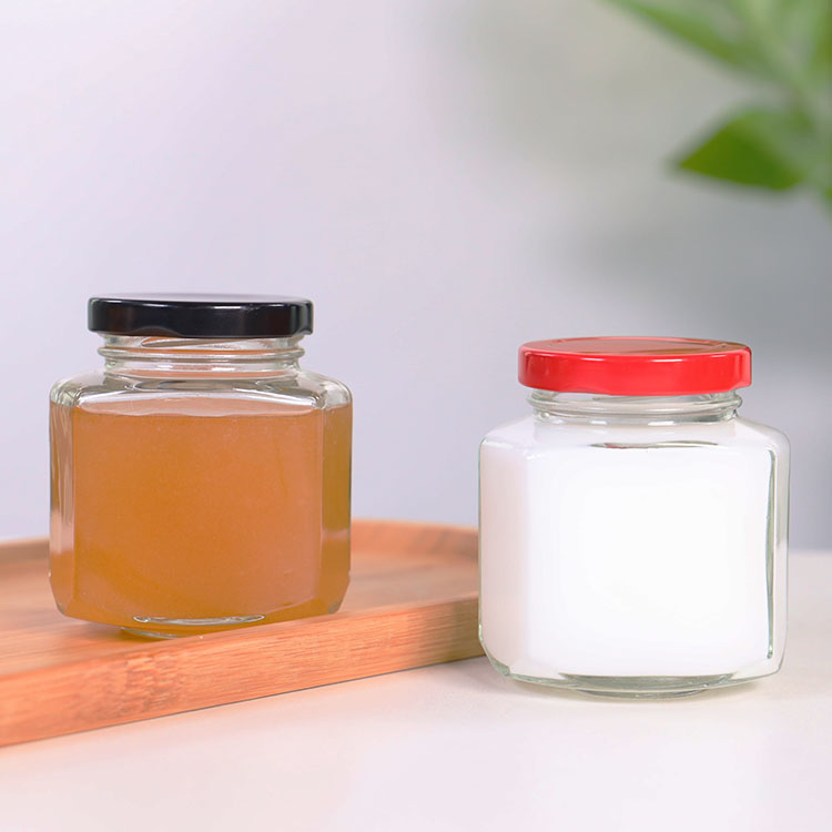 6oz Oval Hexagon Glass Food Jar with Twist Off Lid