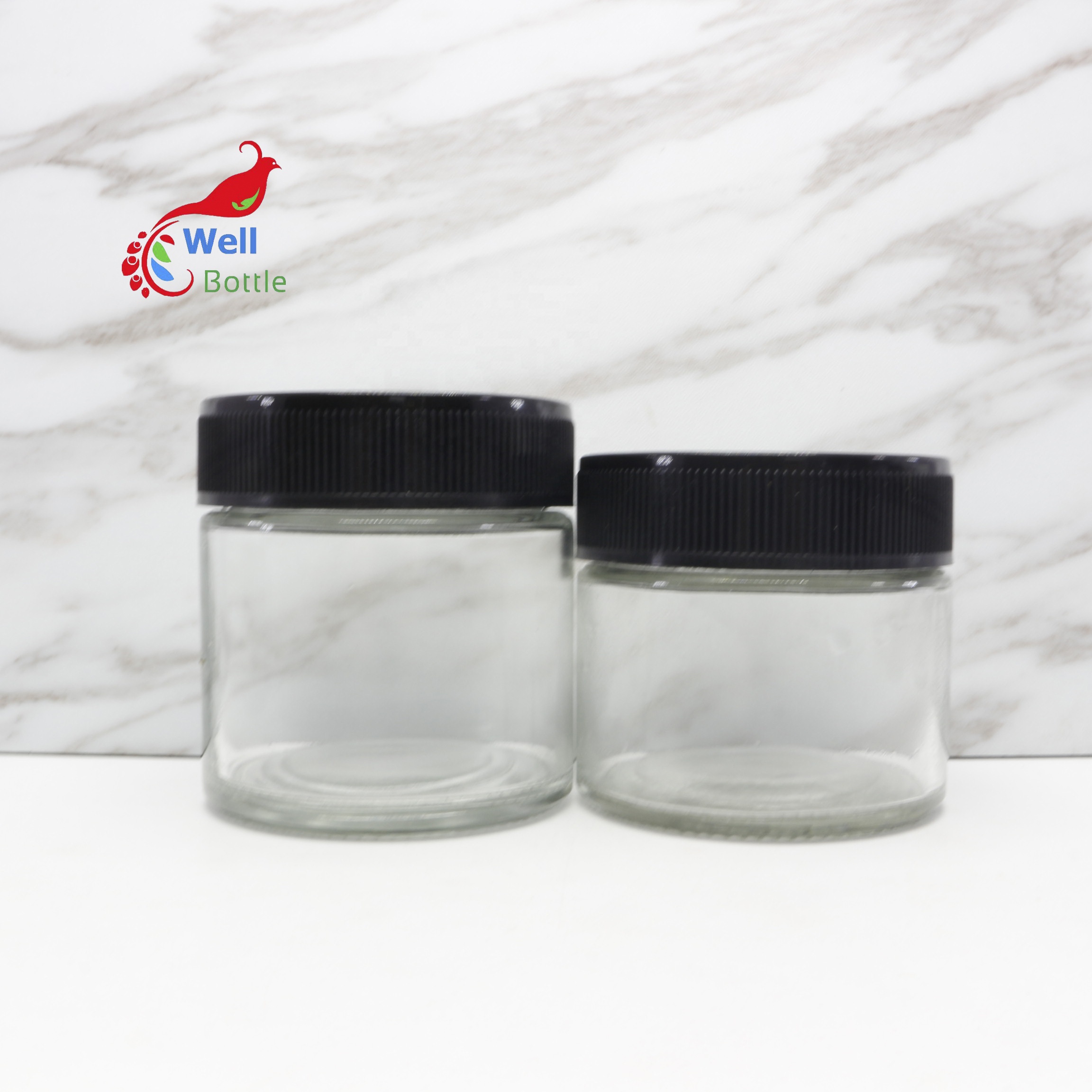 6oz glass jar container with child proof cap for body butter face cream balm wholesale custom logo CRC-28B