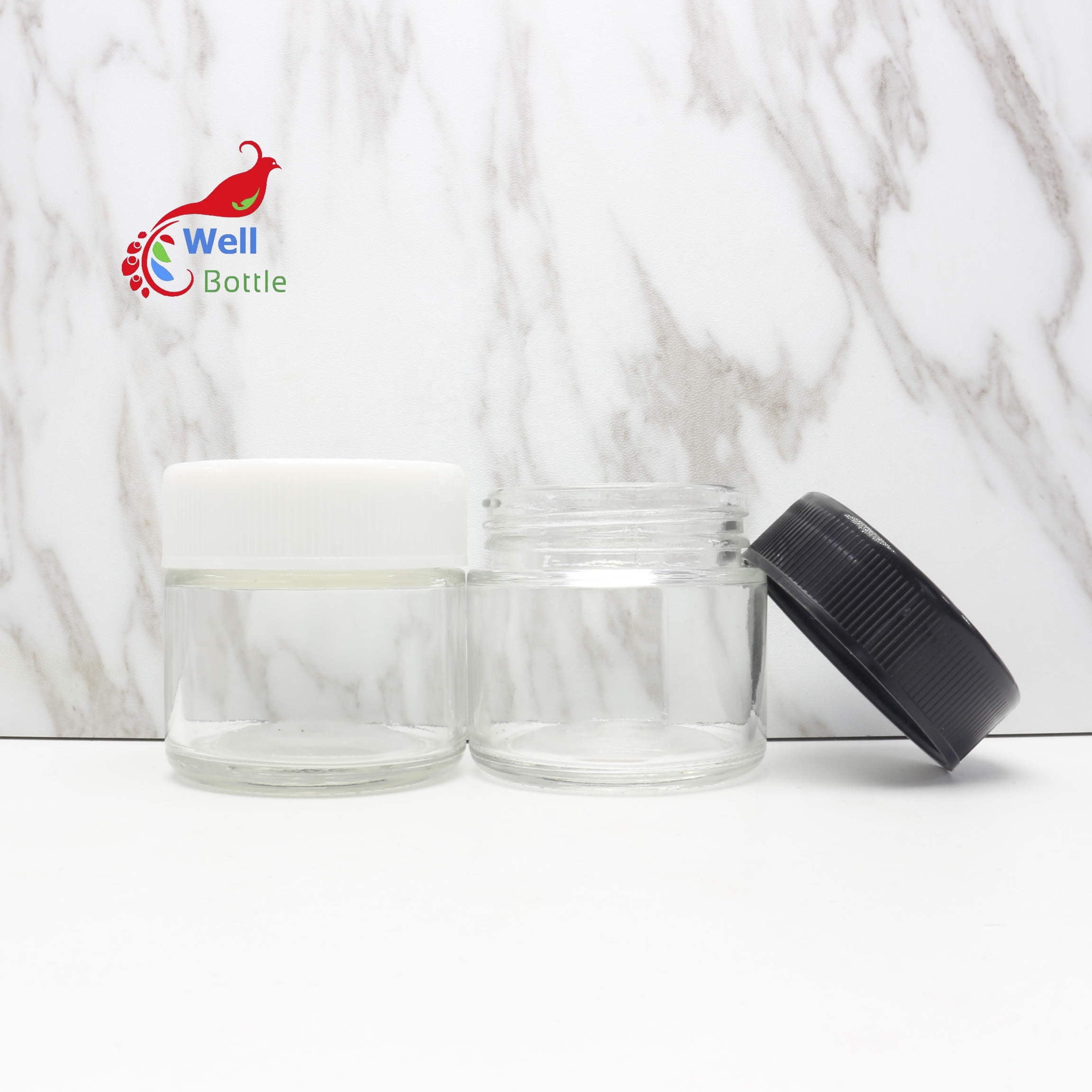 6oz glass jar container with child proof cap for body butter face cream balm wholesale custom logo CRC-28B