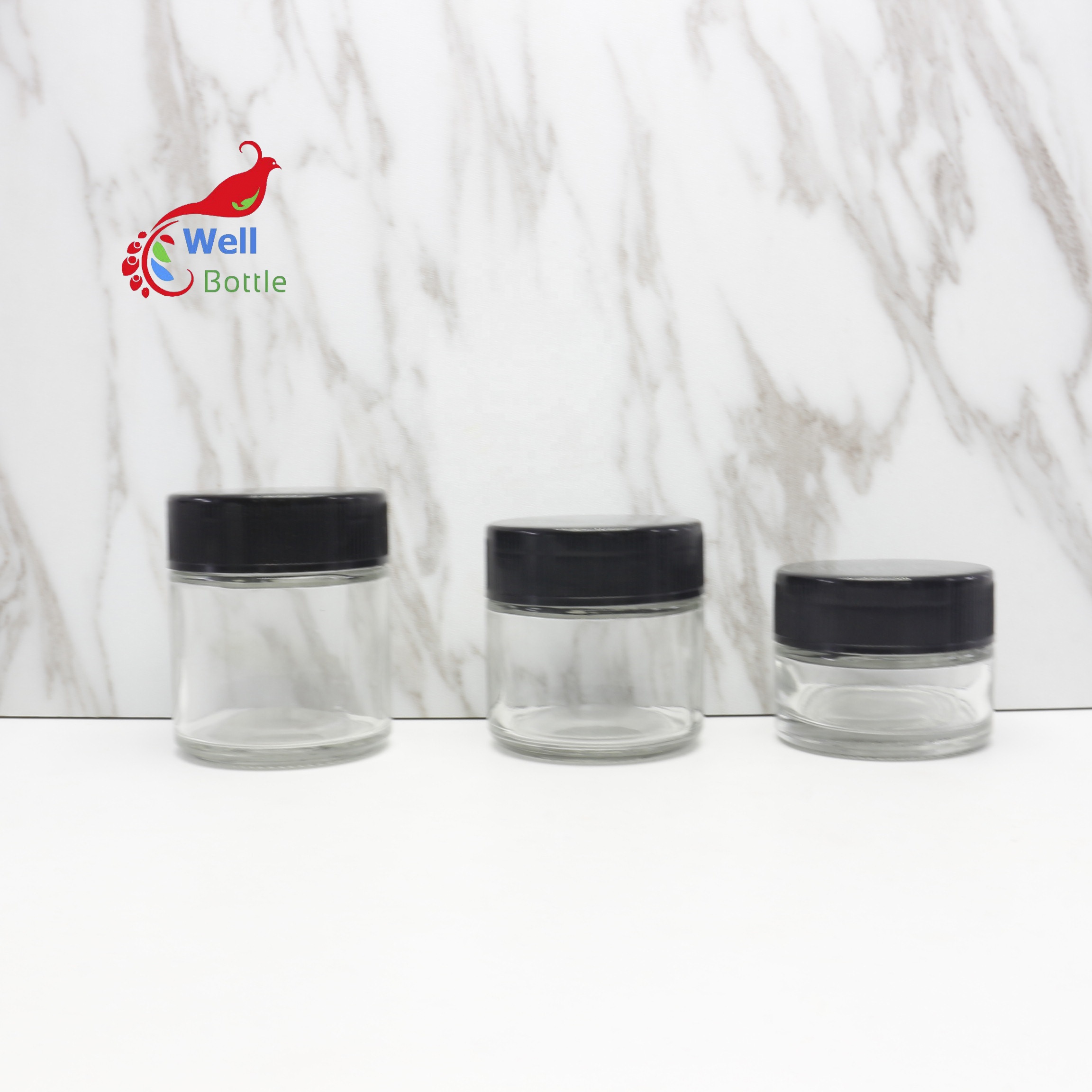 6oz glass jar container with child proof cap for body butter face cream balm wholesale custom logo CRC-28B