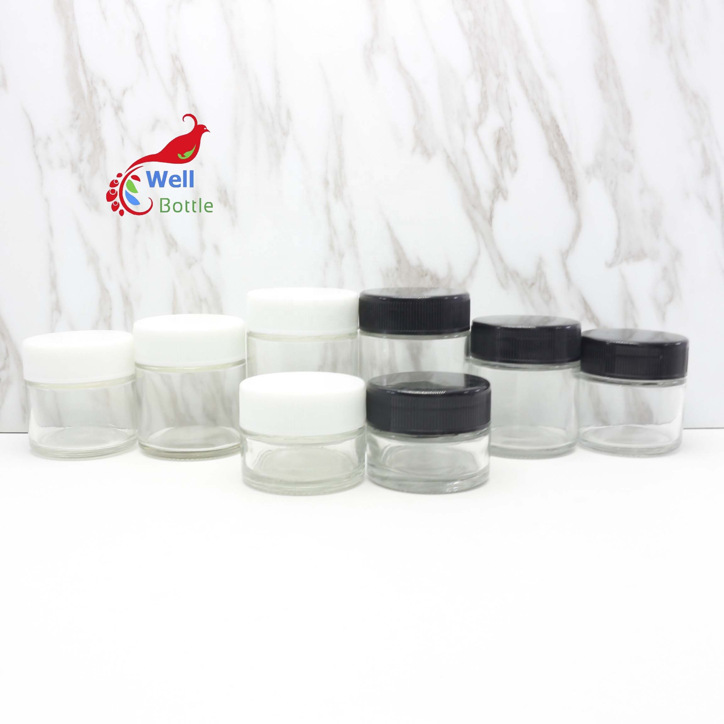 6oz glass jar container with child proof cap for body butter face cream balm wholesale custom logo CRC-28B