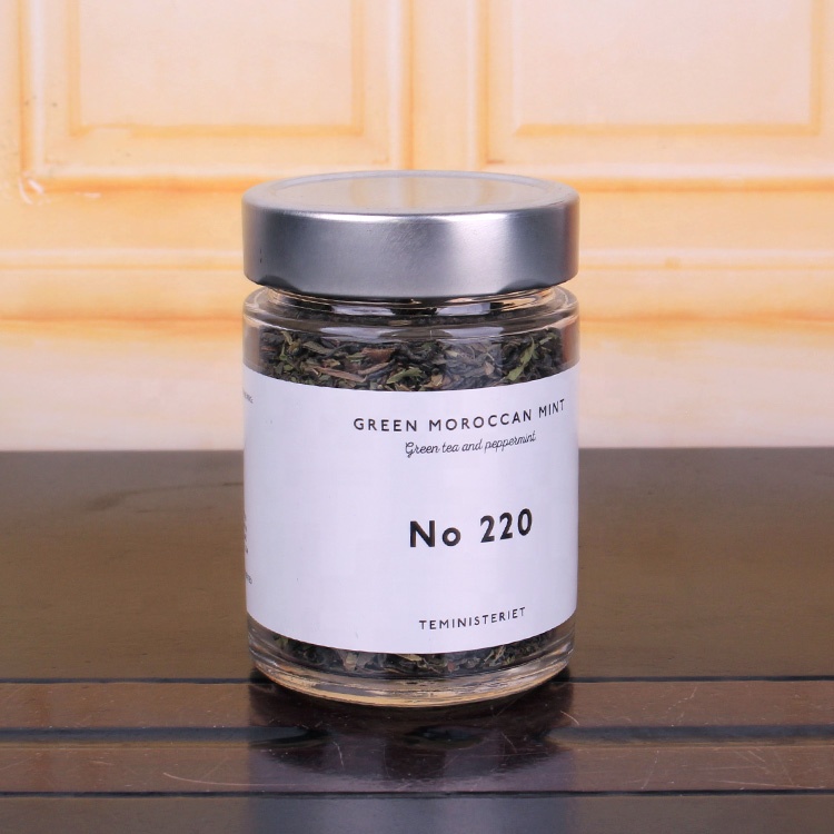 6oz round glass condiments jar glass storage jar with deep lug metal lid sealed