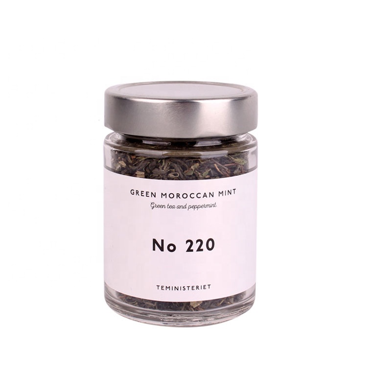 6oz round glass condiments jar glass storage jar with deep lug metal lid sealed