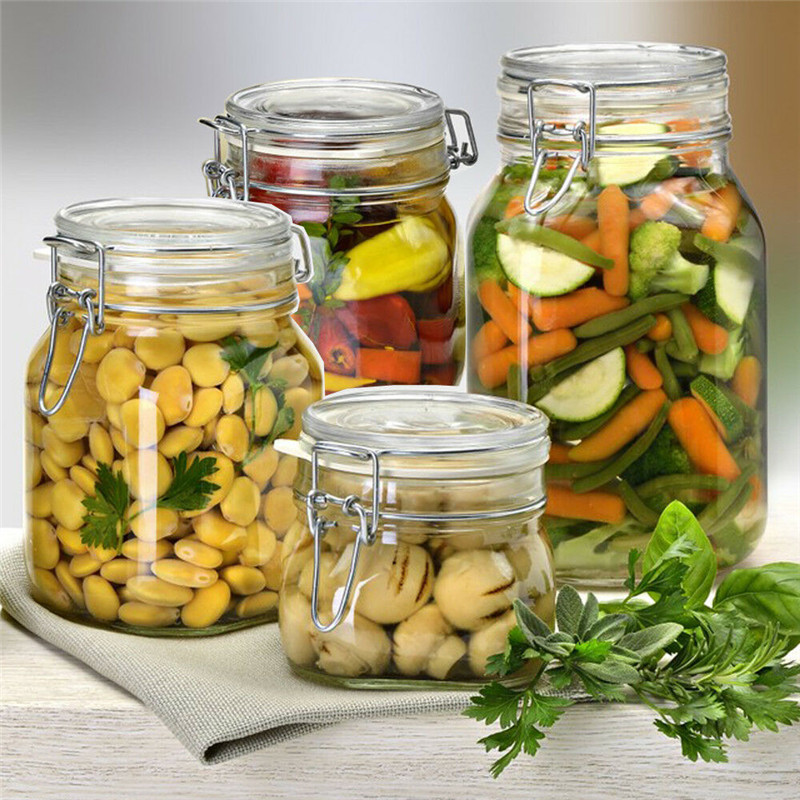 6oz storage food glass jar with metal clip glass lid hinged lids