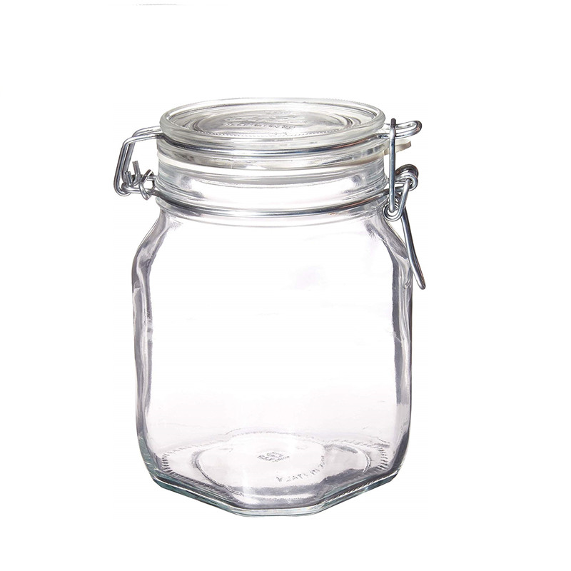 6oz storage food glass jar with metal clip glass lid hinged lids