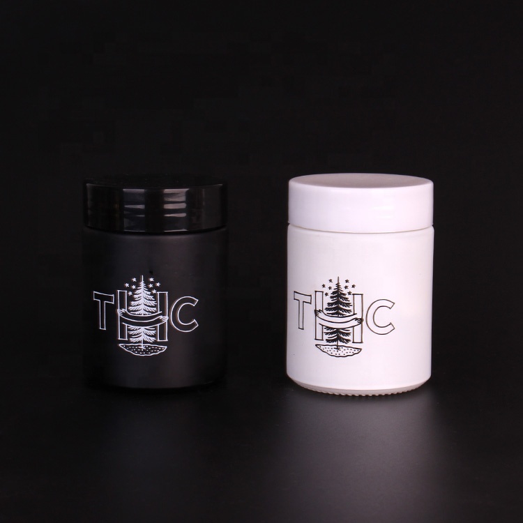 6oz white matte black matte empty glass medical herb packing jar