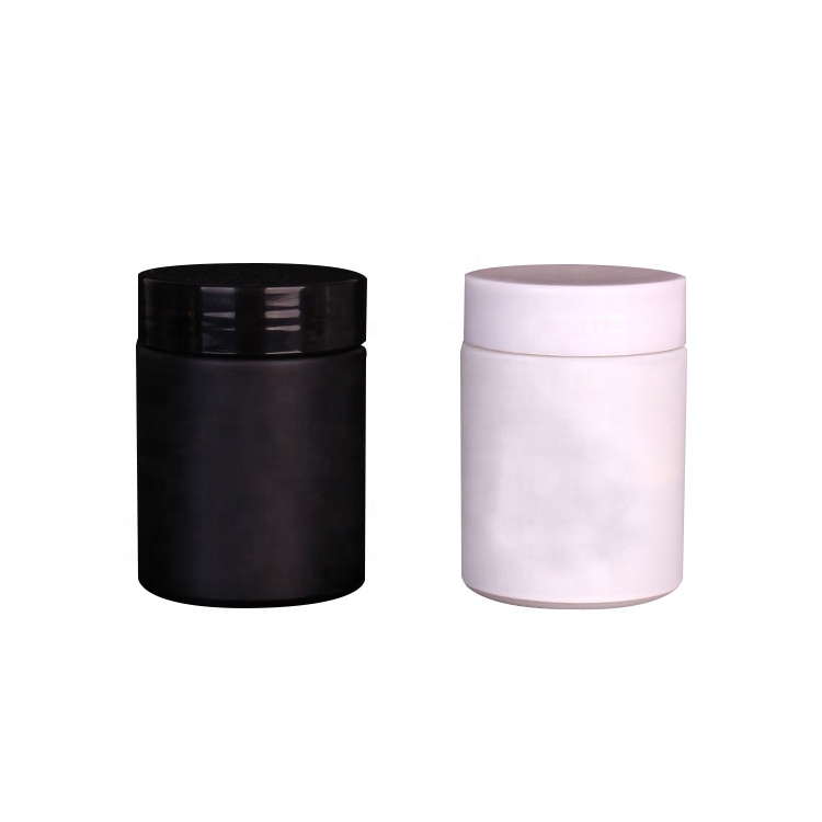 6oz white matte black matte empty glass medical herb packing jar