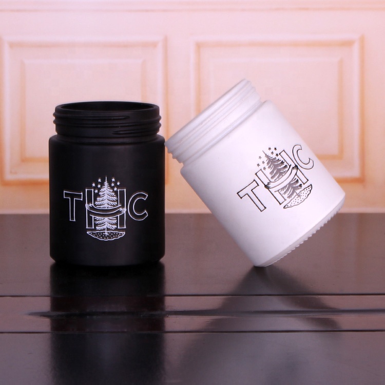6oz white matte black matte empty glass medical herb packing jar