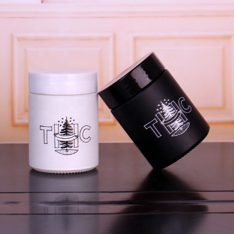 6oz white matte black matte empty glass medical herb packing jar