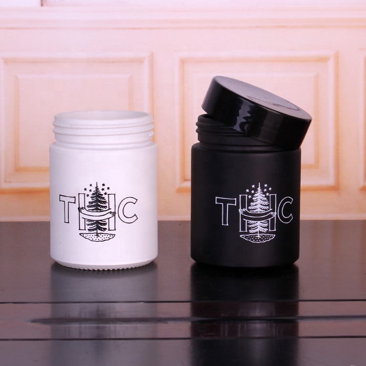 6oz white matte black matte empty glass medical herb packing jar