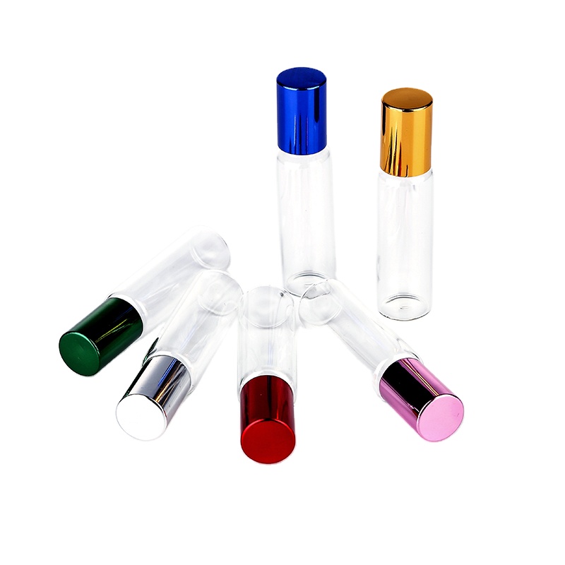 6pcs Clear Glass Essential Oil Roller Bottles with Glass Roller Balls Aromatherapy Perfumes Lip Balms Roll On Bottles 5ml 10ml