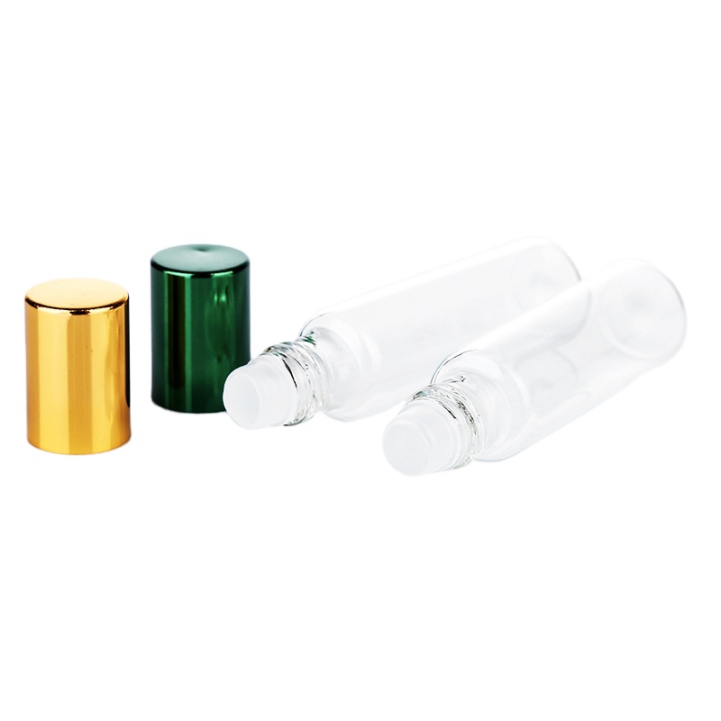 6pcs Clear Glass Essential Oil Roller Bottles with Glass Roller Balls Aromatherapy Perfumes Lip Balms Roll On Bottles 5ml 10ml