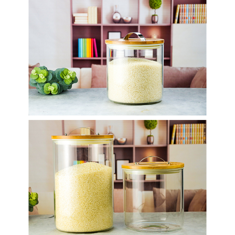 7.5L rice storage jar big food kitchen modern canisters with bamboo