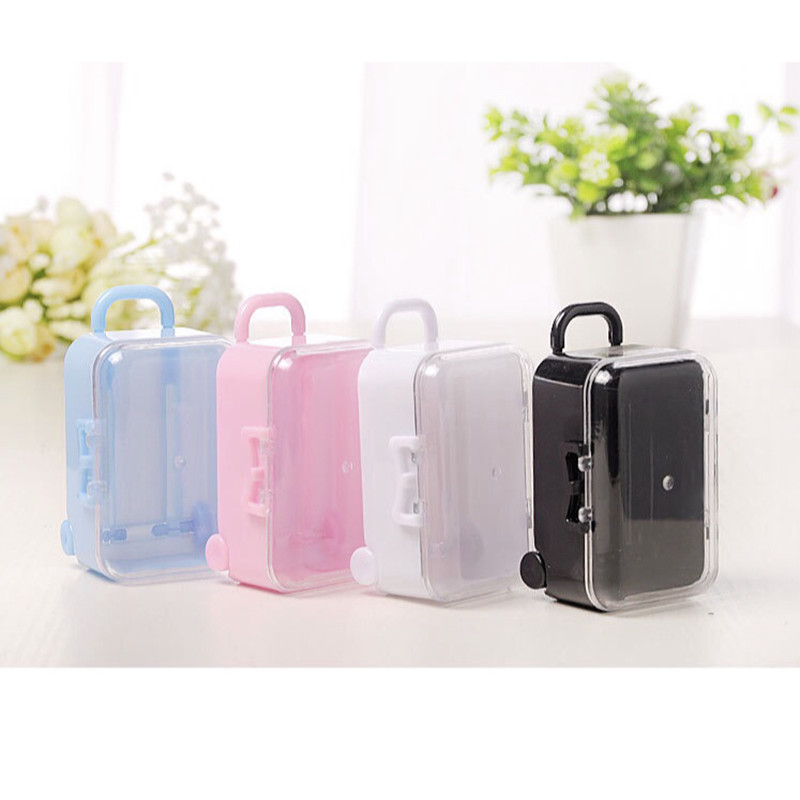 7.5cm mini cute Luggage trolley shaped food grade box, Jewelry candy nail storage box container