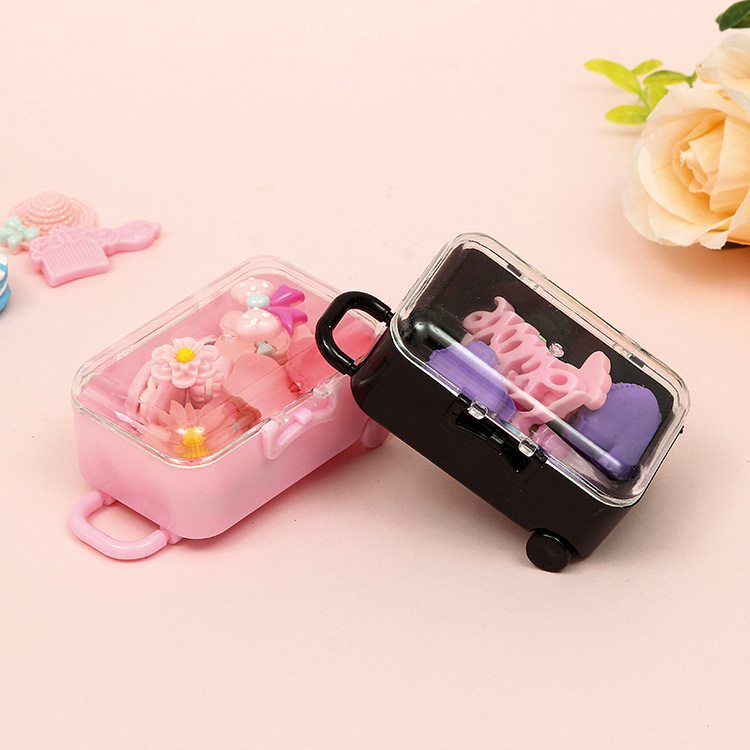 7.5cm mini cute Luggage trolley shaped food grade box, Jewelry candy nail storage box container