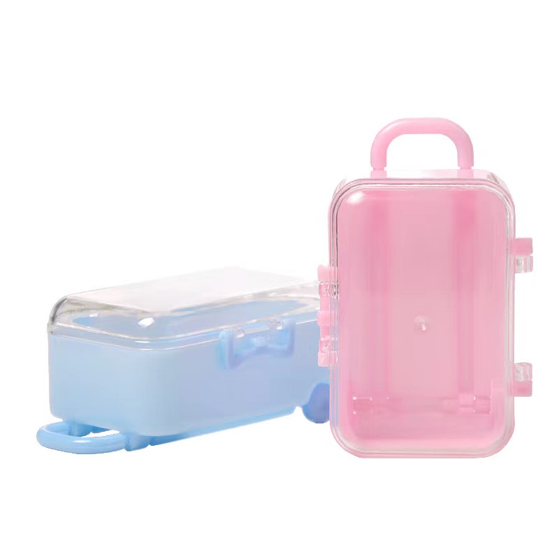 7.5cm mini cute Luggage trolley shaped food grade box, Jewelry candy nail storage box container