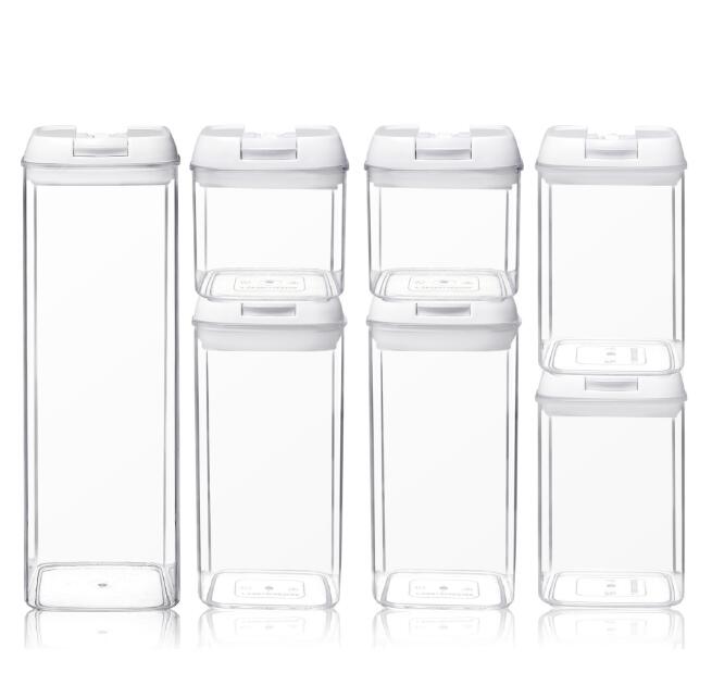 7 Pack Multifunctional Clear Cereal Food Storage Containers With Airtight Easy Locking Lids For Grains Dry Food