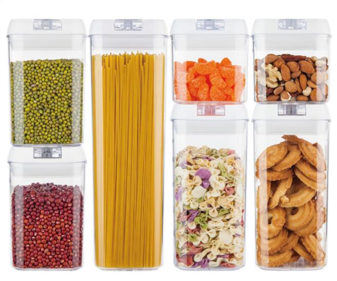 7 Pack Multifunctional Clear Cereal Food Storage Containers With Airtight Easy Locking Lids For Grains Dry Food