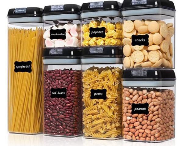 7 Pack Multifunctional Clear Cereal Food Storage Containers With Airtight Easy Locking Lids For Grains Dry Food