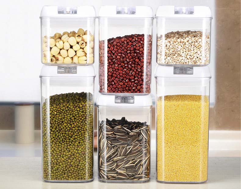 7 Pack Multifunctional Clear Cereal Food Storage Containers With Airtight Easy Locking Lids For Grains Dry Food