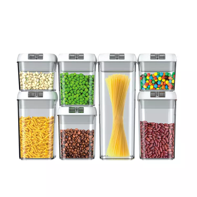 7-Pack Set Plastic Clear Airtight Kitchen Food Storage Container Set with Lids for Kitchen Organization