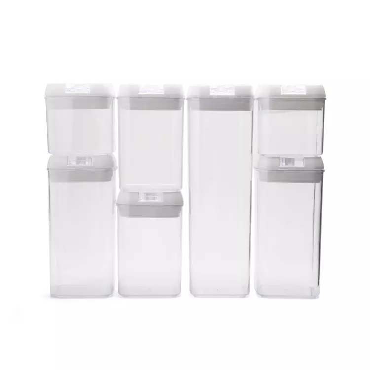 7-Pack Set Plastic Clear Airtight Kitchen Food Storage Container Set with Lids for Kitchen Organization
