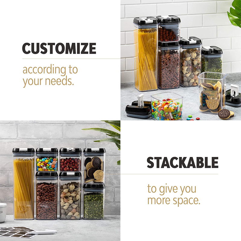 7 Pc Airtight Food Storage Container Set - Labels & Chalk Marker - BPA Free Clear Plastic Kitchen Container