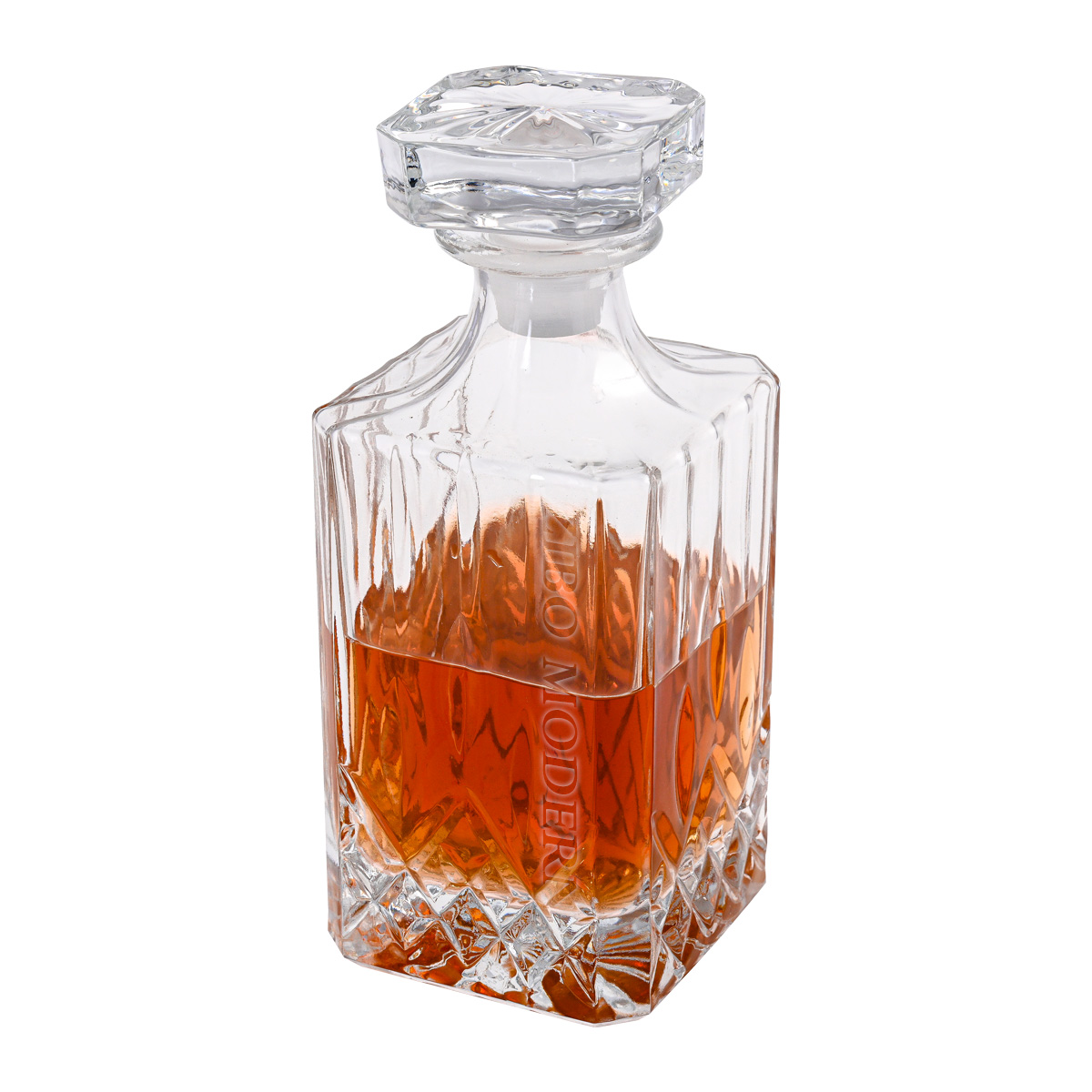 7-Piece Italian Crafted Glass Decanter & Whisky Glasses Set Whiskey Decanter with Ornate Stopper and 6 Cocktail Glasses