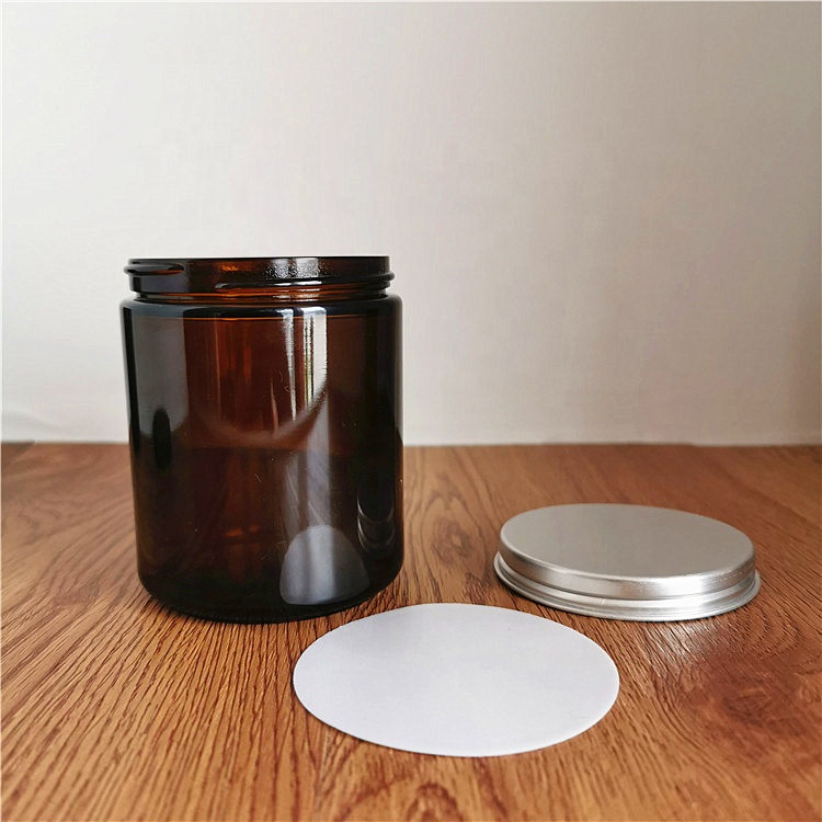 7 oz 200ml Amber Straight Sided Glass Jar with Smooth White Black Lid