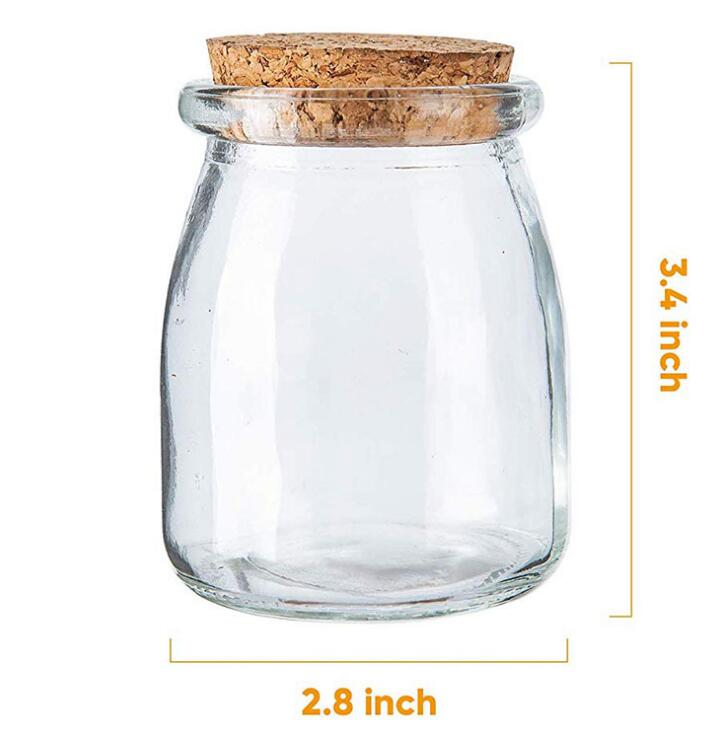 7 oz 200ml Mini Yogurt Glass Jars With Cork Lids Serving For Pudding Wedding Favors Honey Pot Milk Canister
