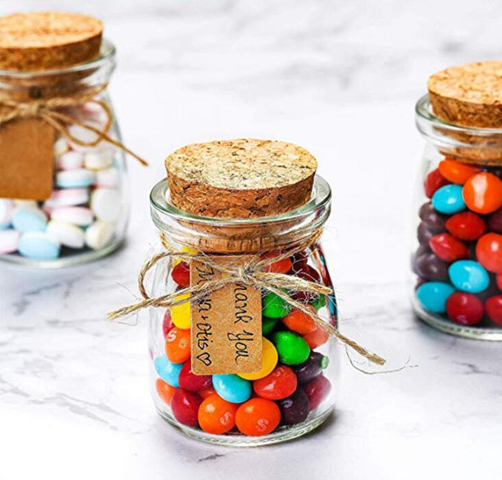 7 oz 200ml Mini Yogurt Glass Jars With Cork Lids Serving For Pudding Wedding Favors Honey Pot Milk Canister