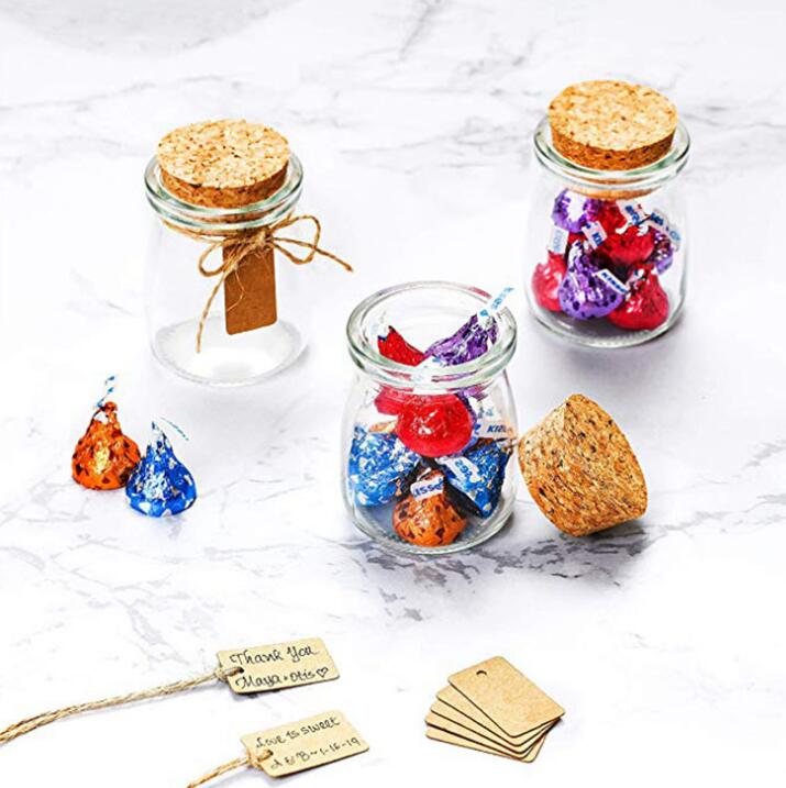 7 oz 200ml Mini Yogurt Glass Jars With Cork Lids Serving For Pudding Wedding Favors Honey Pot Milk Canister