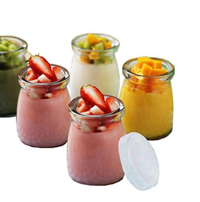 7 oz 200ml Mini Yogurt Glass Jars With Cork Lids Serving For Pudding Wedding Favors Honey Pot Milk Canister
