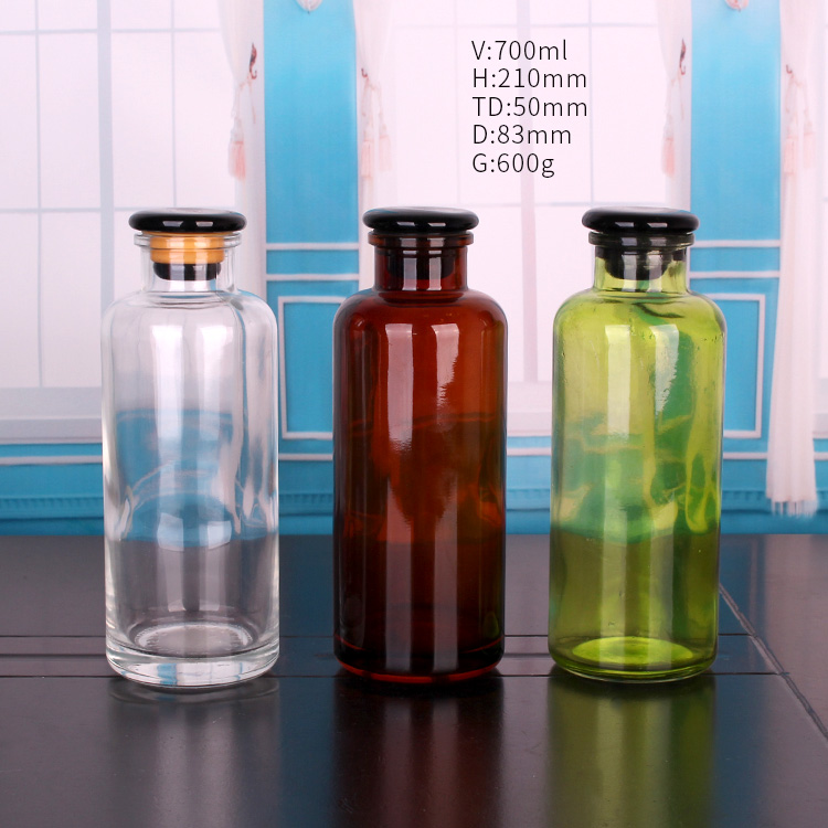 700ml Amber color chemical glass reagent bottle with glass lid