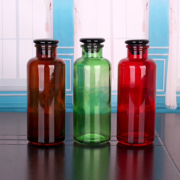 700ml Amber color chemical glass reagent bottle with glass lid