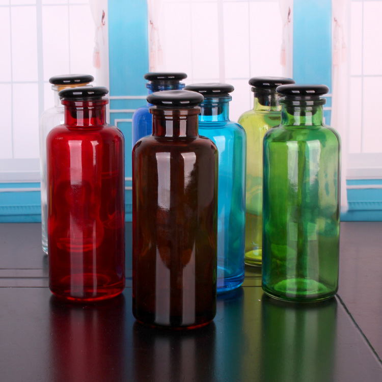 700ml Amber color chemical glass reagent bottle with glass lid