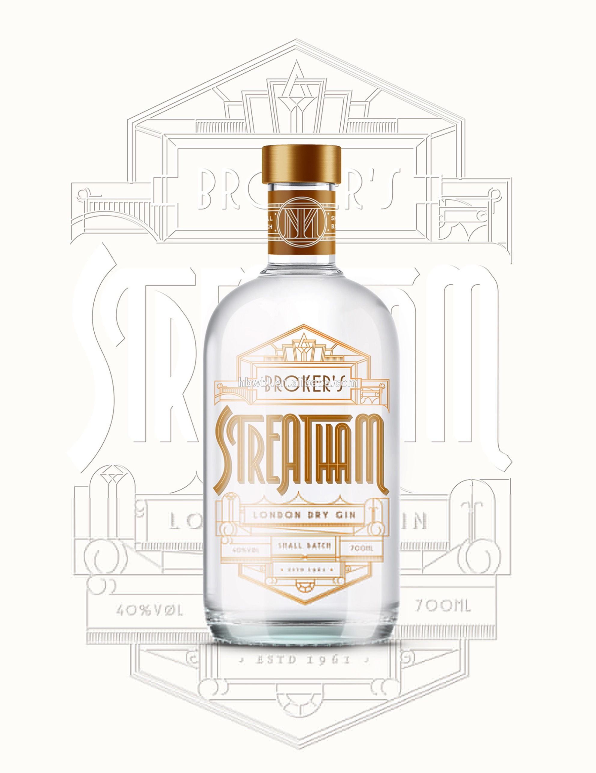 700ml Customization Sumptuous High Transparency White Wine Vodka Spirits Bottles in Glass