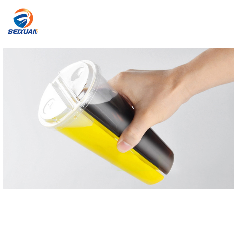 700ml Takeaway Double Shared Cold Boba Tea Twin pp plastic Cup for Pearl milk tea