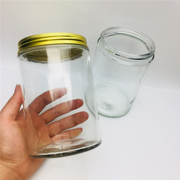 700ml straight round transparent large glass storage jar with screw top lid