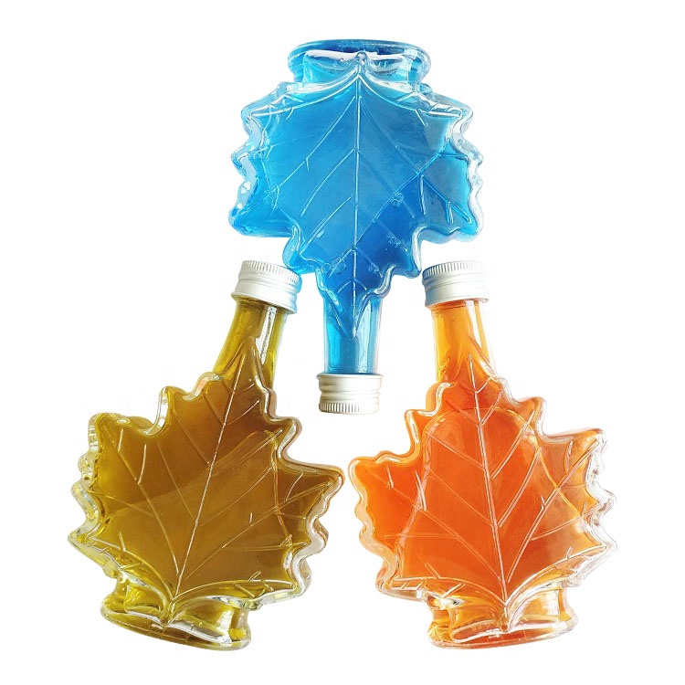 70ml 100ml 250ml maple leaf shape glass wine bottle for juice liquor vodka and whisky empty glass cough syrup bottle