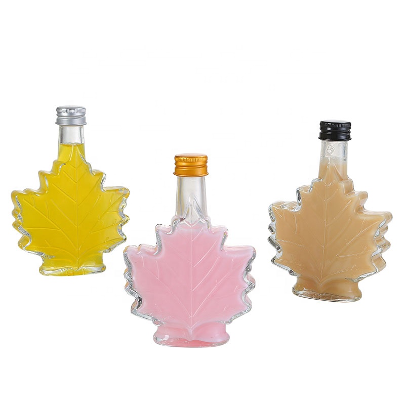 70ml 100ml 250ml maple leaf shape glass wine bottle for juice liquor vodka and whisky empty glass cough syrup bottle